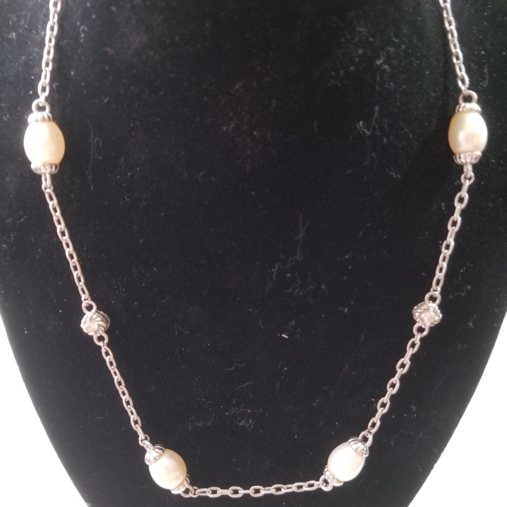 Judith Ripka Pearl and Sterling Silver Necklace